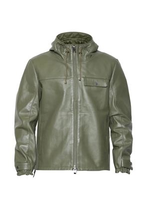 Les Hommes Urban hooded leather jacket - Green
