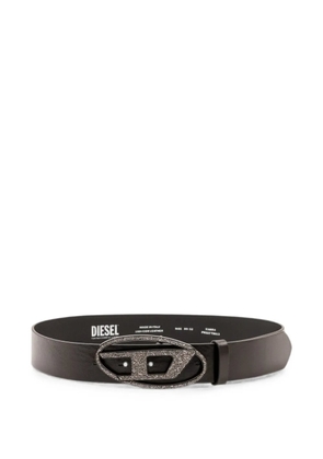 Diesel Oval D crystal-embellished leather belt - Black