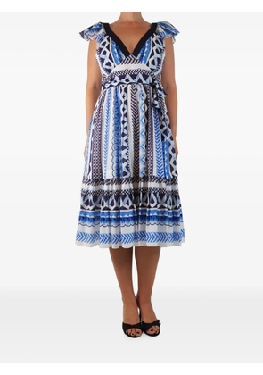 Temperley London printed belted midi dress - Blue