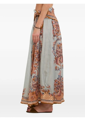 ZIMMERMANN Aster scarf-detail midi skirt - Blue