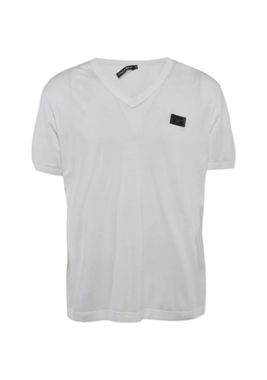 Dolce & Gabbana Pre-Owned logo plaque V-neck T-shirt - White