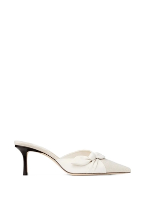 Jimmy Choo Livi bow-detail flecked-texture mules - Neutrals