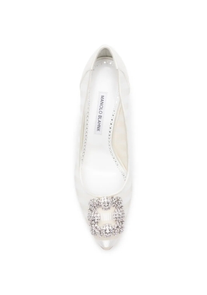 Manolo Blahnik Hangisi crystal-embelishment pumps - White