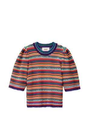 Ba&Sh Farfaela striped puff-sleeve jumper - Pink