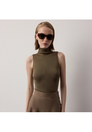 Naomie Rib-Knit Stretch Silk Top