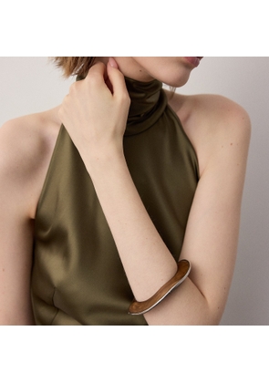Wood & Silver-Tone Contour Cuff