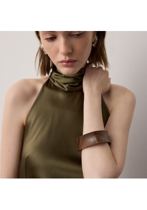 Wood & Silver-Tone Triad Cuff