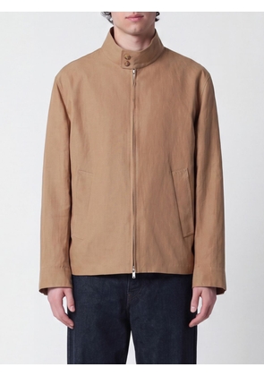 LARDINI Short Linen and Silk Blend Jacket with High Neck and Zip