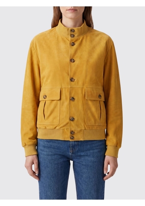 VALSTAR Suede Leather Bomber Jacket with High Collar and Button Closure