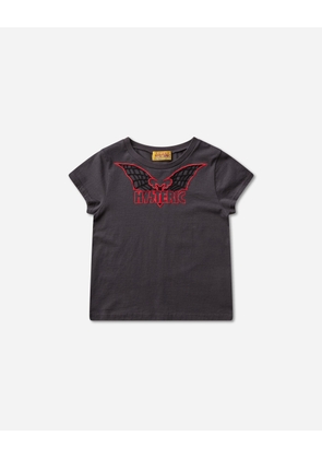 Women s Bat Web Embroidered Baby T-Shirt Black