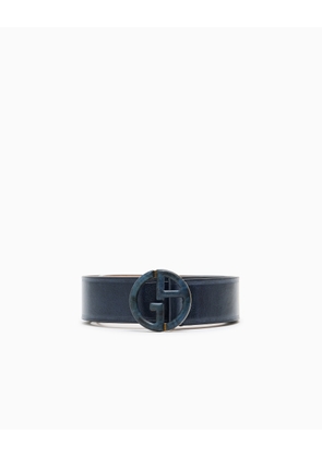 Plate belt in leather