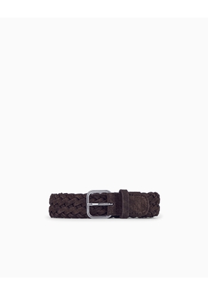 Tongue belt in woven suede