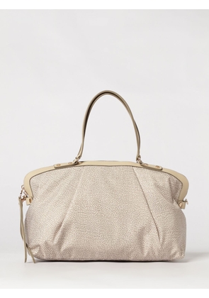 BORBONESE Frame Polka Dot Recycled Nylon Boston Bag with Leather Details