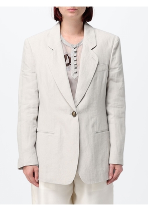 GIORGIO ARMANI Single-Breasted Cropped Linen Blazer with One-Button Closure