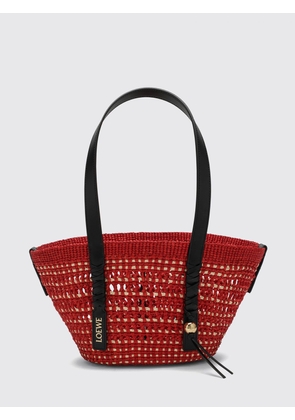 LOEWE Small Crochet Raffia Shoulder Bag with Leather Handles