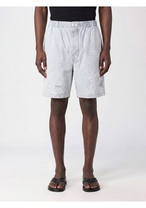 ACNE STUDIOS Knee-Length Distressed Denim Shorts with Elastic Waist
