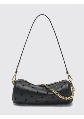 MANU ATELIER Cylinder Perforated Smooth Leather Shoulder Bag with Chain Handle