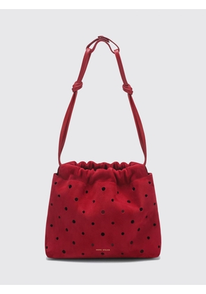 MANU ATELIER Romy Polka-Dot Suede Bucket Bag with Drawstring Closure