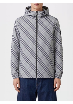BURBERRY Hooded Technical Fabric Windbreaker Jacket with Check Pattern