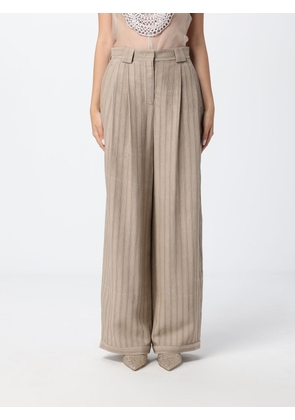 EMPORIO ARMANI Striped High-Waisted Viscose Palazzo Trousers