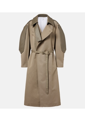Bottega Veneta Intrecciato leather-trimmed trench coat