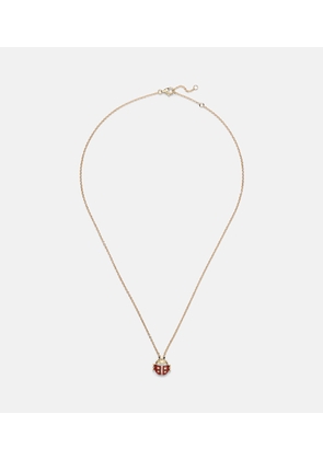 Yvonne Leon Coccinelle Mini 9kt gold pendant necklace with diamonds and agate