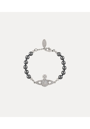 Vivienne Westwood Mini Bas Relief Pearl Bracelet Platinum-labrador-crystal-dark-grey-pearl Platinum-labrador-crystal-dark-grey-pearl Women