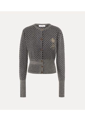 Vivienne Westwood Checkmate Cardigan Alpaca Cotton Blend Grey-melange-navy XS Women