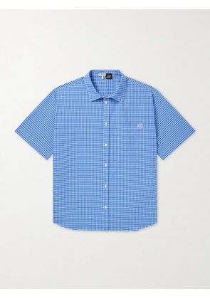 LOEWE - Paula's Ibiza Logo-Embroidered Checked Cotton-Poplin Shirt - Men - Blue - EU 38