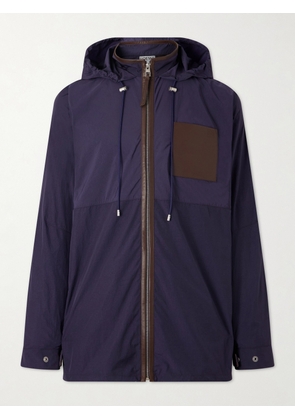 LOEWE - Paula's Ibiza Logo-Debossed Leather-Trimmed Ripstop Hooded Jacket - Men - Blue - IT 46