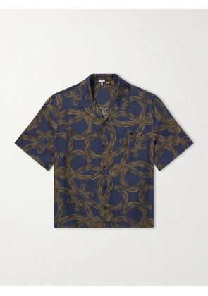 LOEWE - Paula's Ibiza Convertible-Collar Printed Silk-Satin Shirt - Men - Blue - EU 37