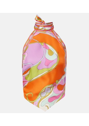 Pucci Orchidee halterneck silk twill top
