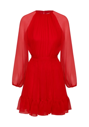 Andres Otalora Raices Antiguas Ruffled Silk-Chifon Mini Dress - Moda Operandi