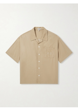 LOEWE - Camp-Collar Anagram-Detailed Cotton-Twill Shirt - Men - Neutrals - EU 37