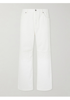 LOEWE - Wide-Leg Anagram-Embroidered Jeans - Men - White - IT 46