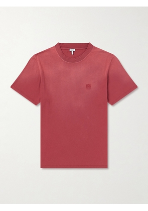 LOEWE - Anagram-Embroidered Cotton-Jersey T-Shirt - Men - Red - XS