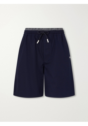 LOEWE - Straight-Leg Anagram-Embroidered Cotton-Twill Drawstring Shorts - Men - Blue - S