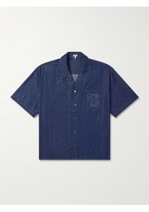 LOEWE - Camp-Collar Anagram-Detail Denim Shirt - Men - Blue - EU 37
