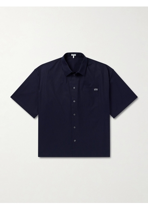 LOEWE - Anagram-Embroidered Cotton-Twill Shirt - Men - Blue - EU 37
