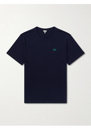 LOEWE - Anagram-Embroidered Cotton-Jersey T-Shirt - Men - Blue - XS