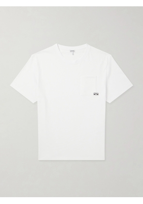 LOEWE - Anagram-Embroidered Cotton-Jersey T-Shirt - Men - White - XS