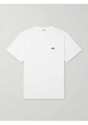 LOEWE - Anagram-Embroidered Cotton-Jersey T-Shirt - Men - White - XS