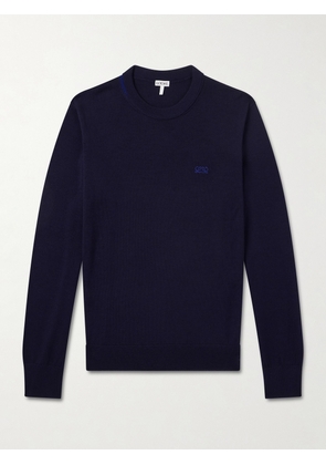 LOEWE - Anagram-Embroidered Wool-Blend Sweater - Men - Blue - XS
