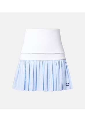 Miu Miu Gingham jersey and poplin miniskirt