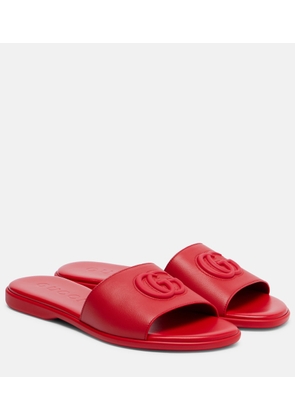 Gucci Double G leather slides