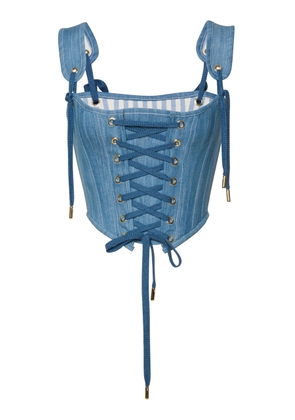 Lena Hoschek Toni Lace-Up Denim Corset - Moda Operandi