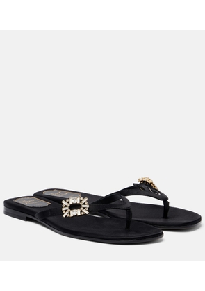 Roger Vivier Embellished satin thong sandals