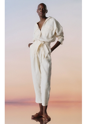 Andres Otalora Lo Natural Belted Linen Jumpsuit - Moda Operandi
