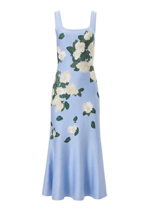 Carolina Herrera Scoop-Neck Silk-Jacquard Knit Midi Dress - Moda Operandi