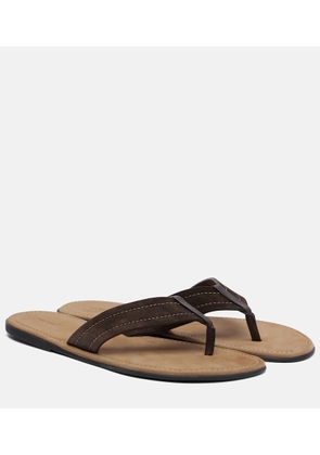 The Row Beach leather-trimmed suede thong sandals